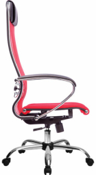 Кресло офисное МЕТТА &quot;К-3&quot; хром, ткань-сетка, сиденье и спинка регулируемые, красное