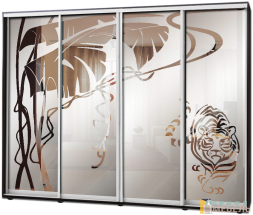 Шкаф купе 4х дв Пескоструй фон матовый № 14