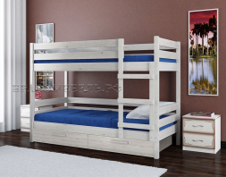 Кровать из массива двухъярусная Джуниор с выкатными ящиками