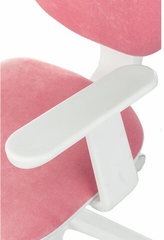 Кресло детское BRABIX "Fancy MG-201W", с подлокотниками, пластик белый, ткань вельветовая, розовое, 533009