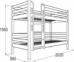 Кровать 2-х ярусная из массива Омега14 №9