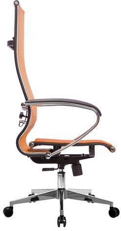 Кресло офисное МЕТТА "К-7" хром, прочная сетка, сиденье и спинка регулируемые, оранжевое