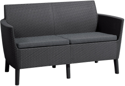 Диван садовый из ротанга Салемо 2-х местный (Salemo 2 Sofa), графит