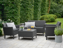 Диван садовый из ротанга Салемо 2-х местный (Salemo 2 Sofa), графит