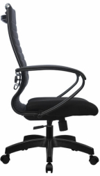 Кресло офисное МЕТТА "К-19" пластик, ткань-сетка, сиденье и спинка мягкие, черное