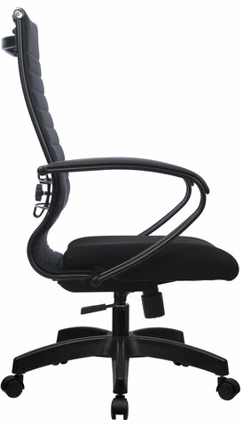 Кресло офисное МЕТТА "К-19" пластик, ткань-сетка, сиденье и спинка мягкие, черное