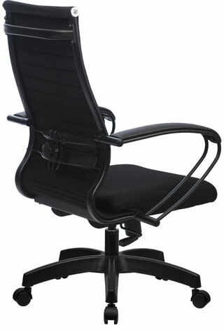 Кресло офисное МЕТТА "К-19" пластик, ткань-сетка, сиденье и спинка мягкие, черное