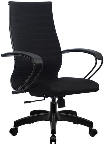 Кресло офисное МЕТТА "К-19" пластик, ткань-сетка, сиденье и спинка мягкие, черное