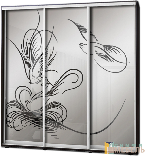 Шкаф купе 3х дв Пескоструй фон матовый № 12