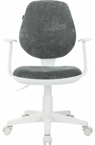 Кресло детское BRABIX "Fancy MG-201W", с подлокотниками, пластик белый, велюр, серое, 533010