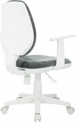 Кресло детское BRABIX "Fancy MG-201W", с подлокотниками, пластик белый, велюр, серое, 533010