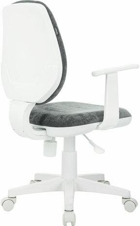 Кресло детское BRABIX "Fancy MG-201W", с подлокотниками, пластик белый, велюр, серое, 533010