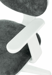 Кресло детское BRABIX "Fancy MG-201W", с подлокотниками, пластик белый, велюр, серое, 533010