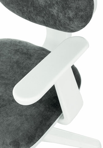 Кресло детское BRABIX "Fancy MG-201W", с подлокотниками, пластик белый, велюр, серое, 533010