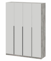 Шкаф 4-створчатый ШК 5 (1600) Цемент светлый/Белый шагрень