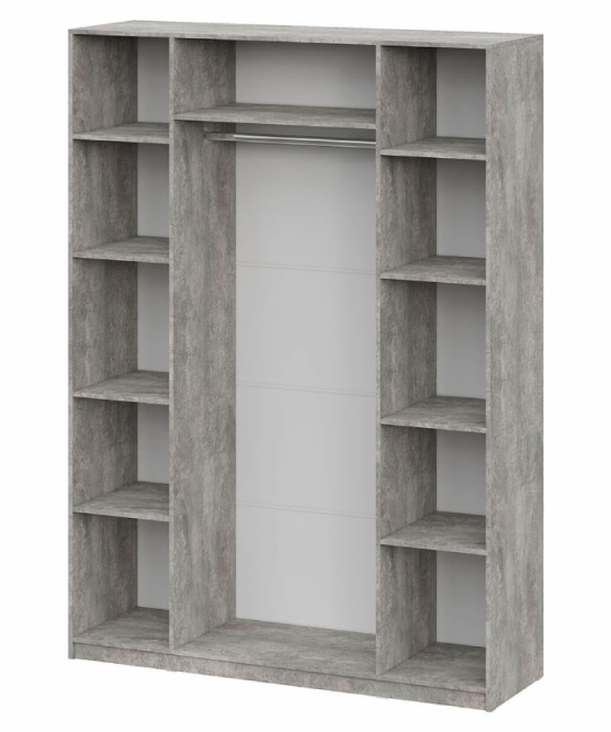 Шкаф 4-створчатый ШК 5 (1600) Цемент светлый/Белый шагрень