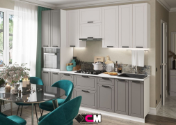 Кухня Альфа Холст вулканический/Холст белый комплект 1