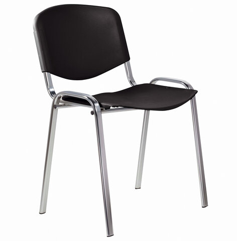 Стул STAFF &quot;Iso Plast CF-009&quot;, хром каркас, пластик черный, 532571