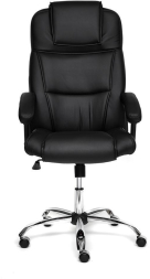 Кресло BERGAMO (хром) кож/зам, черный, 36-6