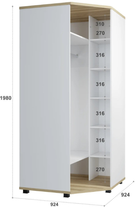 Шкаф угловой Скайлайт СЛ-1К блэквуд ячменный/белый/меренга