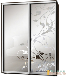 Шкаф-купе 2х дв Стандарт Пескоструй фон матовый № 3