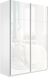 Шкаф-купе Прайм 2-х дверный (Стекло белое)Белый снег