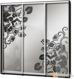 Шкаф купе 3х дв Пескоструй фон матовый № 13