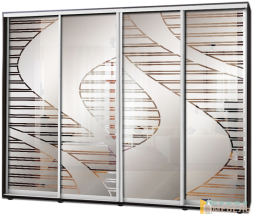 Шкаф купе 4х дв Пескоструй фон матовый № 16