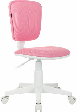 Кресло детское BRABIX "Joy MG-204W", без подлокотников, пластик белый, ткань TW, розовое, 533011