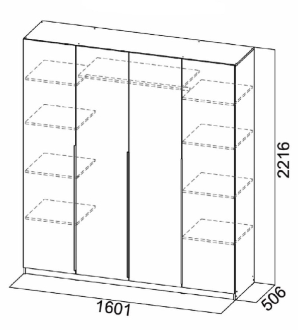 Шкаф 4-створчатый ШК 5 (1600) Графит