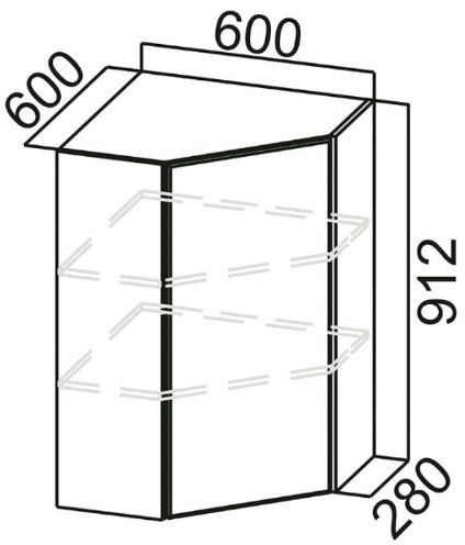 Шкаф навесной угловой Ш600у Грейвуд