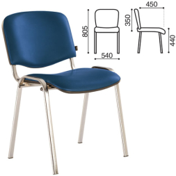 Стул для персонала и посетителей BRABIX "Iso CF-001", хромированный каркас, кожзам синий, 531428