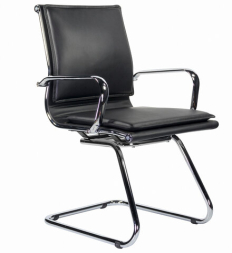 Кресло для приемных и переговорных BRABIX "Kayman CF-102", экокожа, хром, черное, 532572