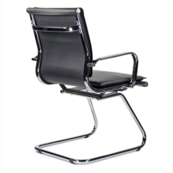 Кресло для приемных и переговорных BRABIX "Kayman CF-102", экокожа, хром, черное, 532572