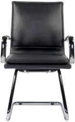 Кресло для приемных и переговорных BRABIX "Kayman CF-102", экокожа, хром, черное, 532572