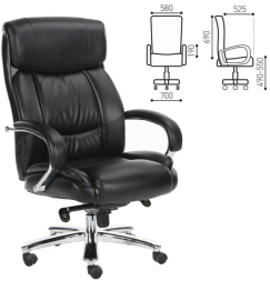 Кресло офисное BRABIX PREMIUM "Direct EX-580", хром, рециклированная кожа, черное, 531824