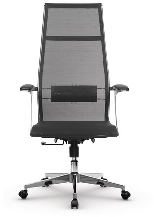 Кресло офисное МЕТТА "К-7-Т" хром, прочная сетка, сиденье и спинка регулируемые, черное