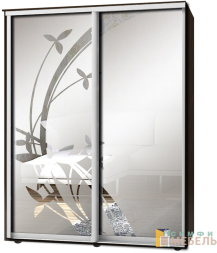 Шкаф-купе 2х дв Стандарт Пескоструй фон матовый № 4