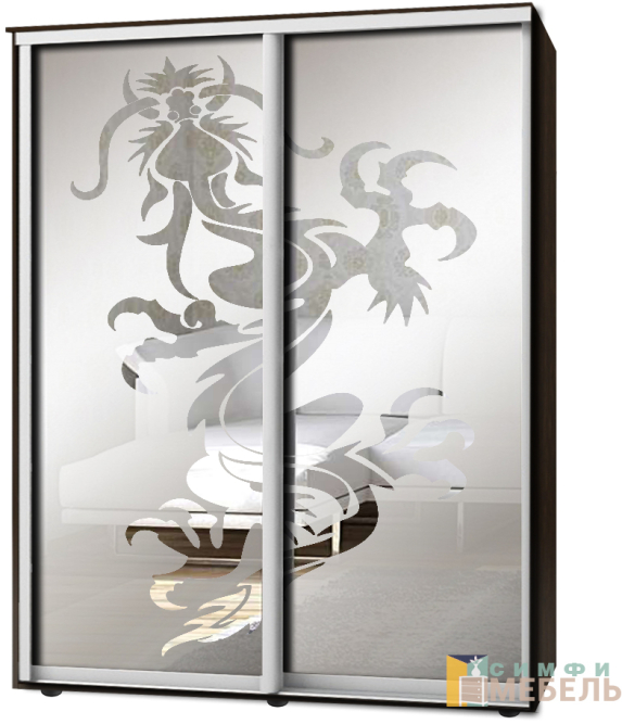 Шкаф-купе 2х дв Стандарт Пескоструй фон матовый № 104