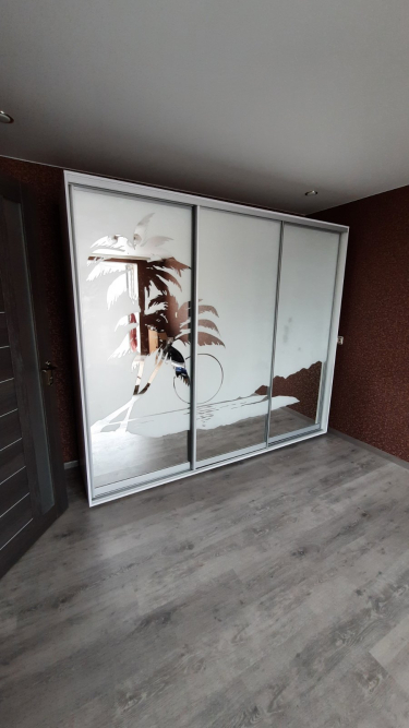 Шкаф купе 3х дв Пескоструй фон матовый № 14