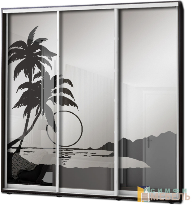 Шкаф купе 3х дв Пескоструй фон матовый № 14