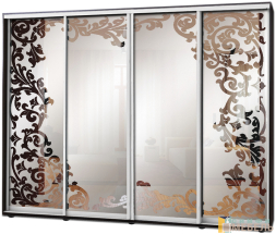 Шкаф купе 4х дв Пескоструй фон матовый № 17