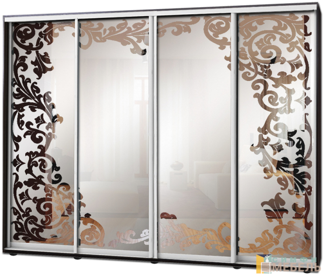 Шкаф купе 4х дв Пескоструй фон матовый № 17