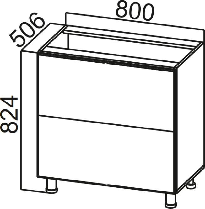 Стол-рабочий 800 (горизонт. 2 ящика) Модус