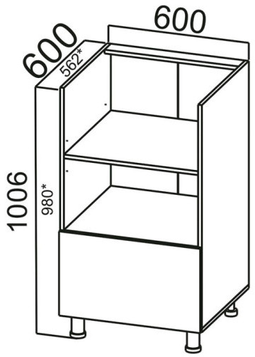 Стол-рабочий 600 (под плиту с ящиком) Вельвет
