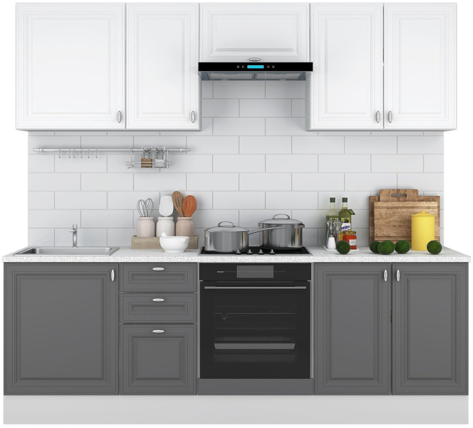 Кухня Ева комплект 1 Белый софт/Графит софт