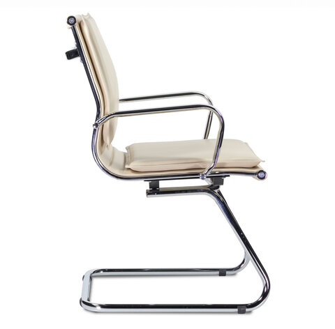 Кресло для приемных и переговорных BRABIX "Kayman CF-102", экокожа, хром, бежевое, 532573
