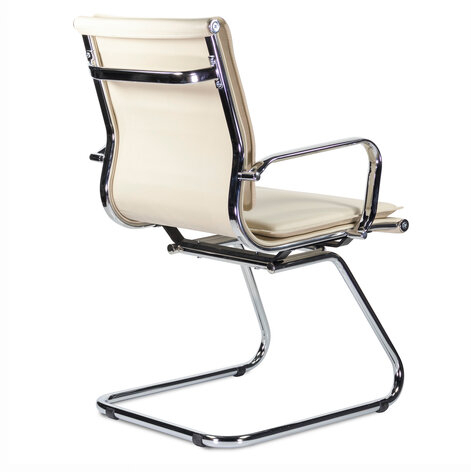 Кресло для приемных и переговорных BRABIX "Kayman CF-102", экокожа, хром, бежевое, 532573