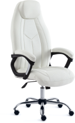 Кресло BOSS (хром) кож/зам, белый, 36-01/36-01/06