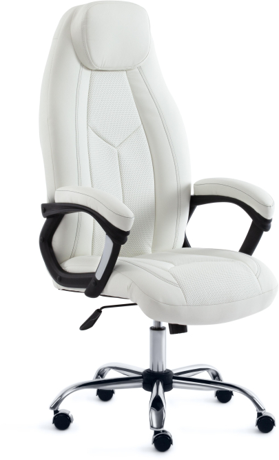 Кресло BOSS (хром) кож/зам, белый, 36-01/36-01/06